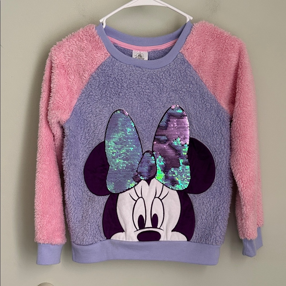 Disney Minnie Mouse Fuzzy Pink and Lavender Hoodie